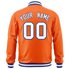 Orange White-Royal Varsity Full-Zip Letterman Bomber Jacket 4
