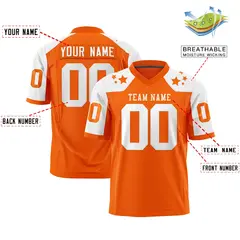 Orange White Shoulder Star Pattern Flag Football Jersey 2