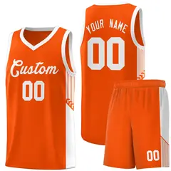 Orange White Side Stripe Fashion Basketball Uniform Jersey 1