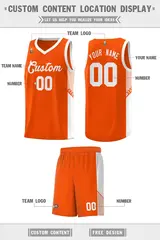 Orange White Side Stripe Fashion Basketball Uniform Jersey 2