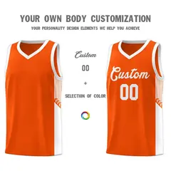 Orange White Side Stripe Fashion Basketball Uniform Jersey 3