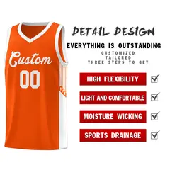 Orange White Side Stripe Fashion Basketball Uniform Jersey 5