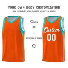 Orange White Sleeve Color Blocking Classic Basketball Jersey 3