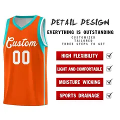 Orange White Sleeve Color Blocking Classic Basketball Jersey 5