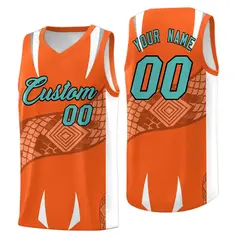 Orange White Snake Scale Venomous Fang Graffiti Basketball Jersey 1