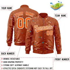 Orange White Splash Graffiti Varsity Full-Zip Letterman Jacket 2