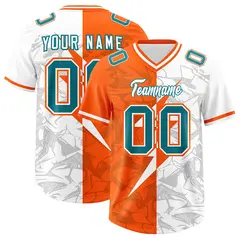 Orange White Split Lightning Pattern Football Jersey