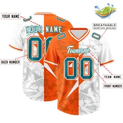 Orange White Split Lightning Pattern Football Jersey 2