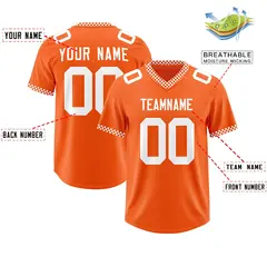 Orange White Square Neckline Football Jersey 2