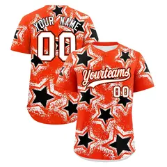 Orange White Star Graffiti Baseball Jersey 1