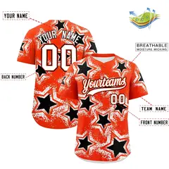 Orange White Star Graffiti Baseball Jersey 2