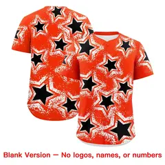 Orange White Star Graffiti Baseball Jersey 9