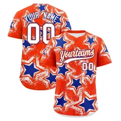 Orange White Star Graffiti Baseball Jersey 1