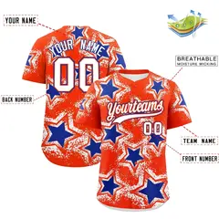 Orange White Star Graffiti Baseball Jersey 2