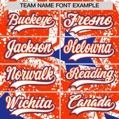 Orange White Star Graffiti Baseball Jersey 6