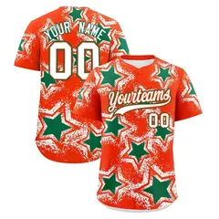 Orange White Star Graffiti Baseball Jersey 1