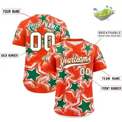Orange White Star Graffiti Baseball Jersey 2