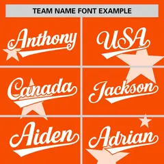Orange White Star Graffiti Two-Button Baseball Jersey 3