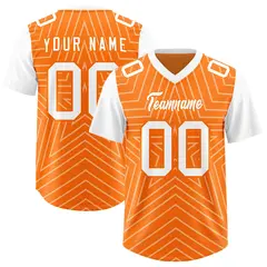 Orange White Star Pattern Raglan Sleeves Football Jersey 1