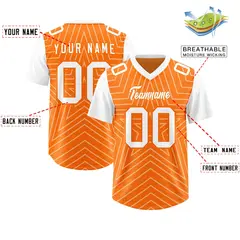 Orange White Star Pattern Raglan Sleeves Football Jersey 2