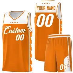 Orange White Star Pattern Team Basketball Jersey 1