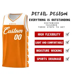 Orange White Star Pattern Team Basketball Jersey 3