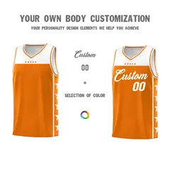 Orange White Star Pattern Team Basketball Jersey 4