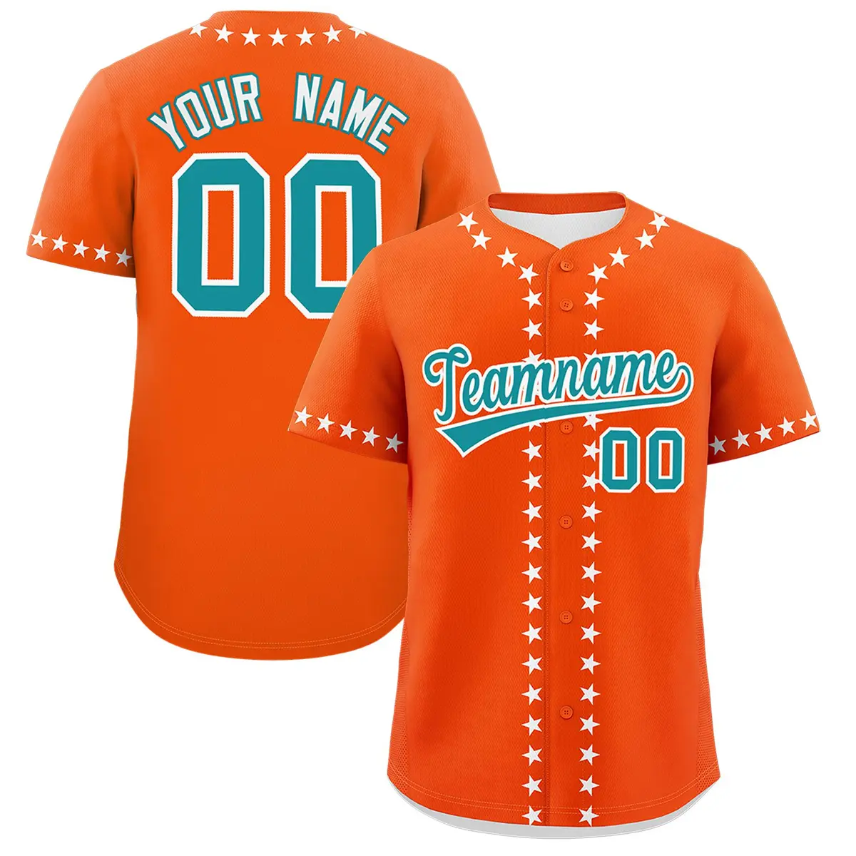 Orange White Star Ribbing Authentic Baseball Jersey