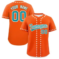 Orange White Star Ribbing Authentic Baseball Jersey