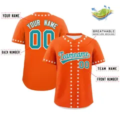 Orange White Star Ribbing Authentic Baseball Jersey 2