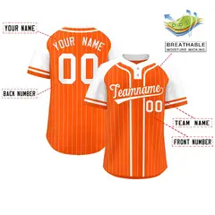 Orange White Stripe Raglan Two-Button Softball Jersey 2