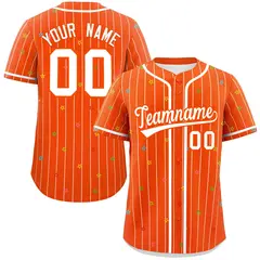 Orange White Stripe Star Pattern Authentic Baseball Jersey 1