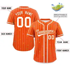 Orange White Stripe Star Pattern Authentic Baseball Jersey 2