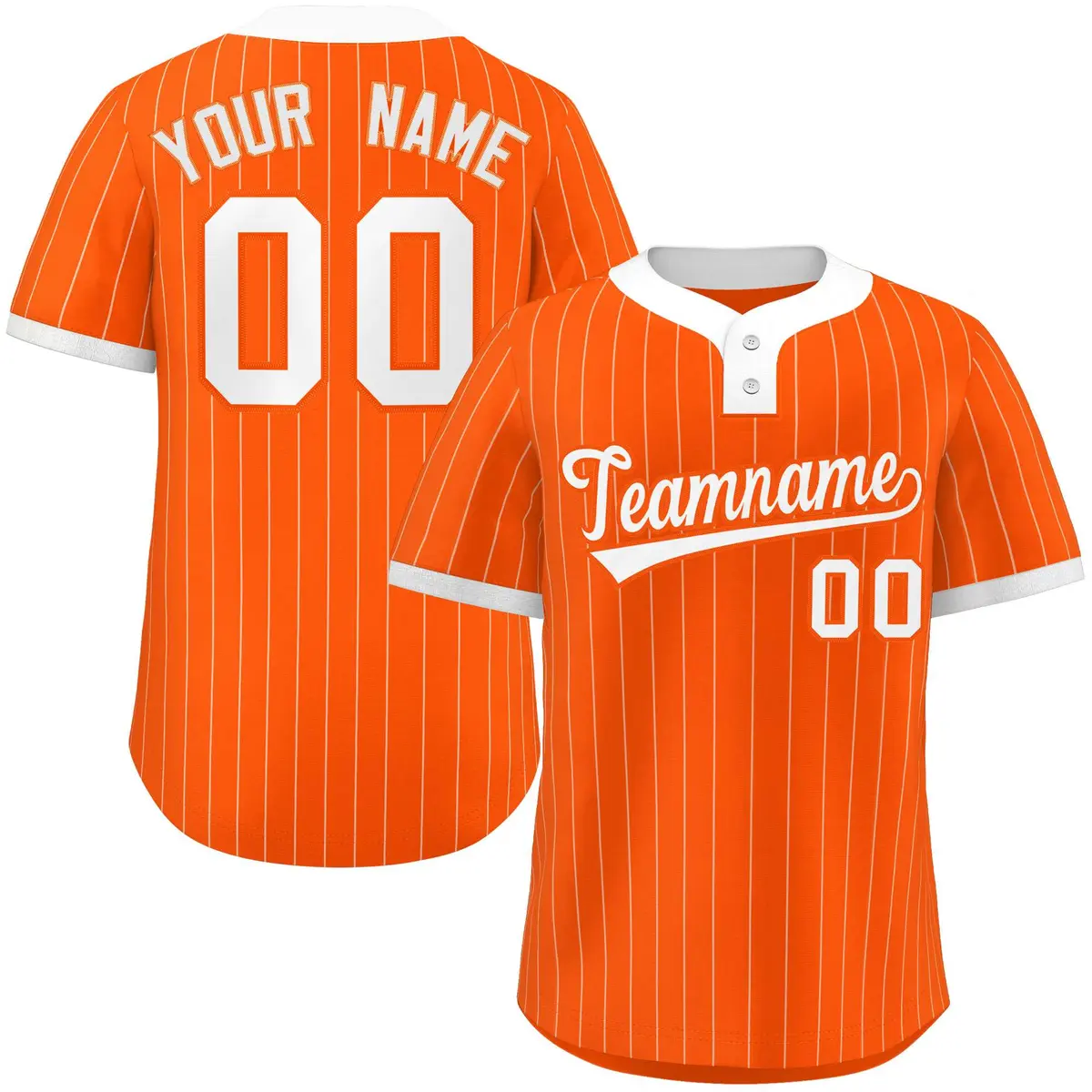 Orange White Striped Fashion Two-Button Softball Jersey