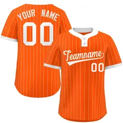Orange White Striped Fashion Two-Button Softball Jersey