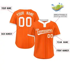 Orange White Striped Fashion Two-Button Softball Jersey 2