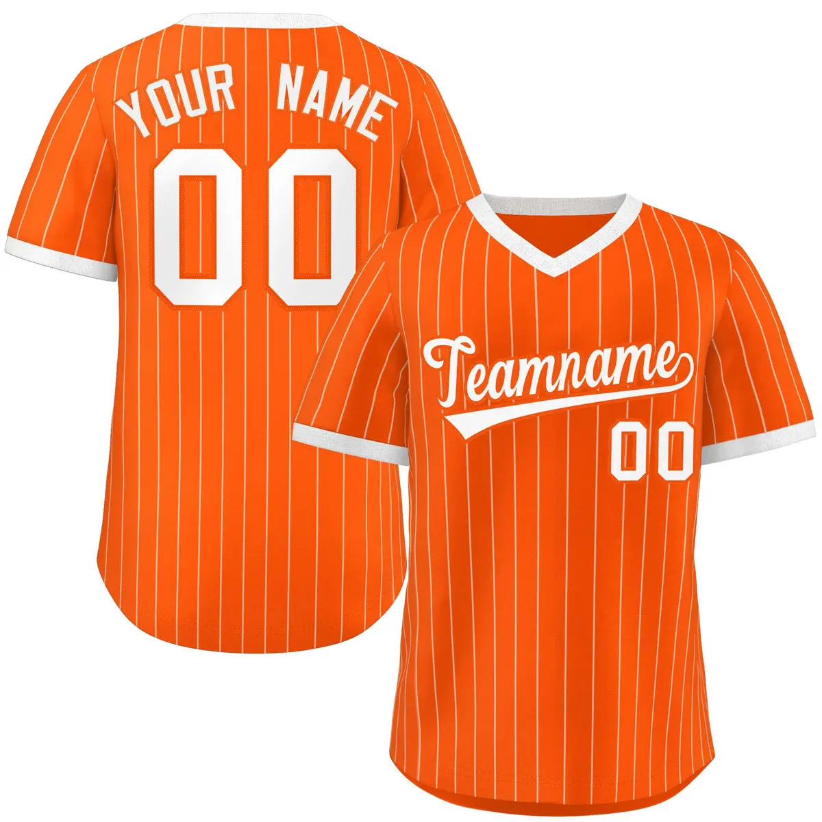 Orange White Striped Pullover Baseball Jersey