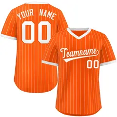 Orange White Striped Pullover Baseball Jersey