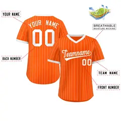 Orange White Striped Pullover Baseball Jersey 2