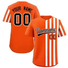 Orange White Thick Stripe Authentic Baseball Jersey