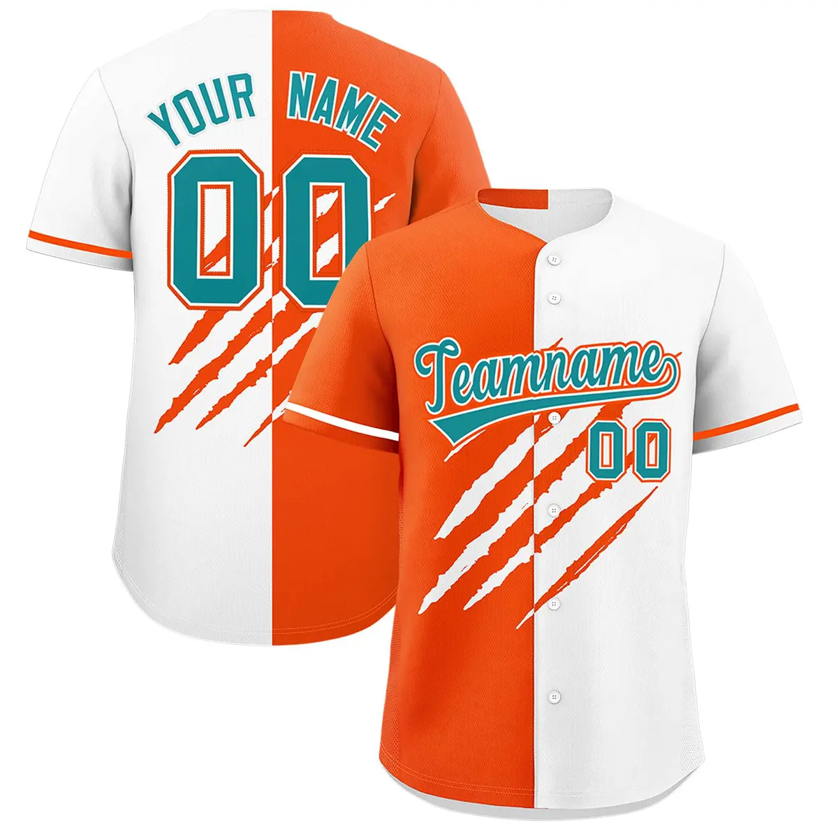 Orange White Tiger Claw Scratch Split Baseball Jersey