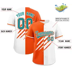 Orange White Tiger Claw Scratch Split Baseball Jersey 2