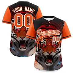 Orange White Tiger Graffiti Animal Series Baseball Jersey