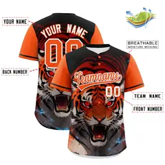 Orange White Tiger Graffiti Animal Series Baseball Jersey 2