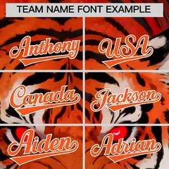 Orange White Tiger Graffiti Animal Series Baseball Jersey 3