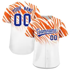 Orange White Tiger Stripe Gradient Baseball Jersey