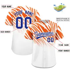 Orange White Tiger Stripe Gradient Baseball Jersey 2