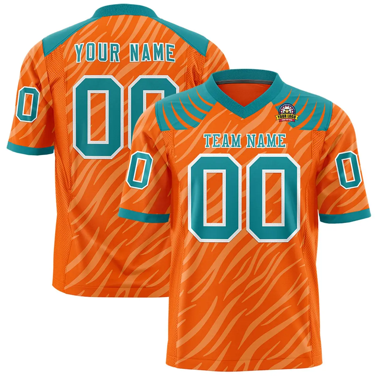 Orange White Tiger Stripe Graffiti Authentic Football Jersey