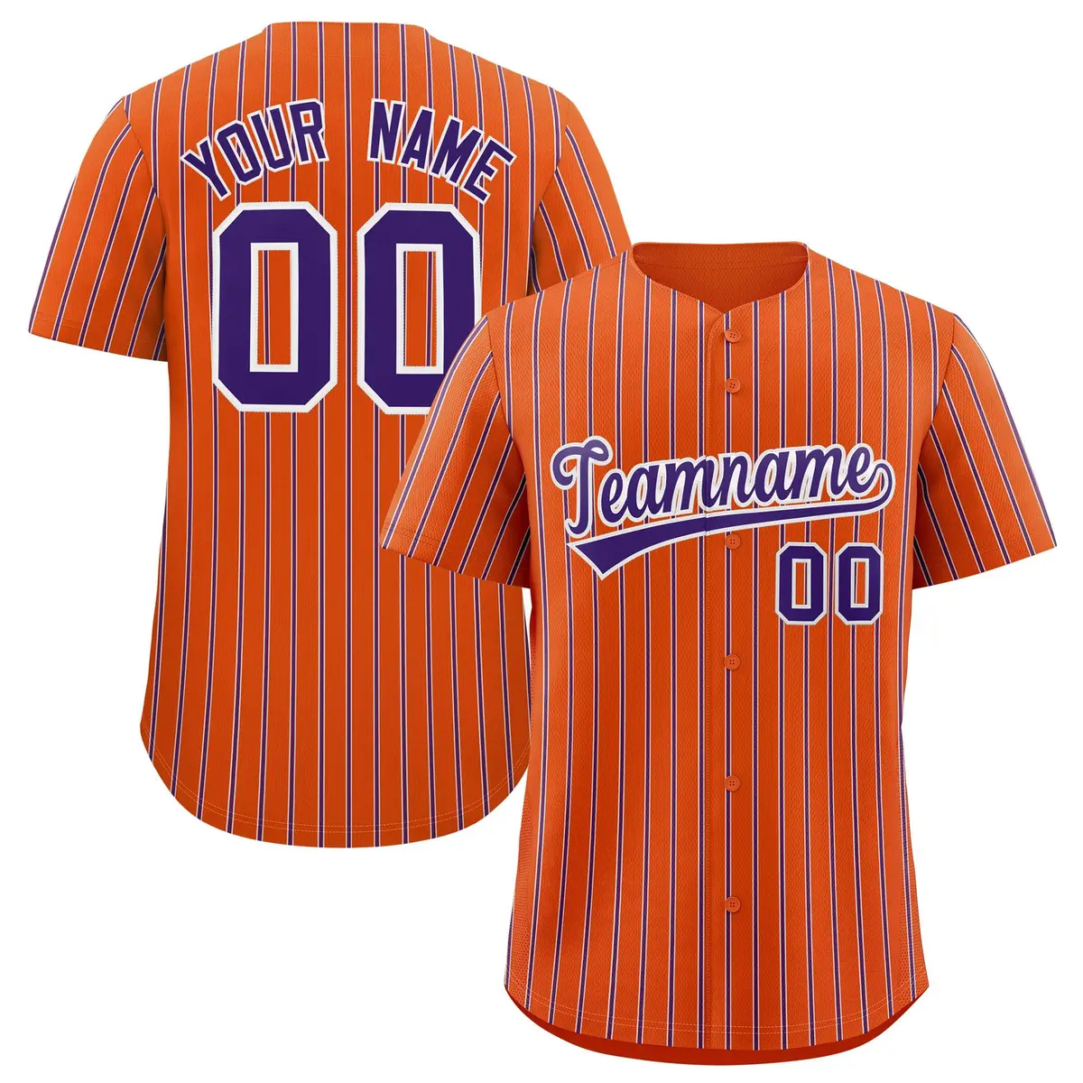 Orange White Tricolor Stripe Baseball Jersey