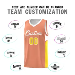 Orange White U-shaped Side Pattern Double Side Basketball Jersey 4